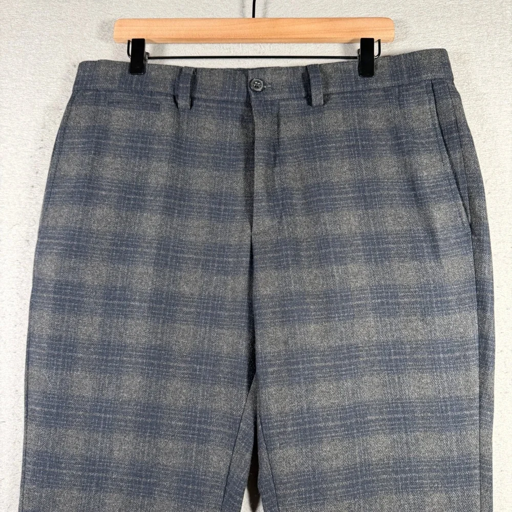 Vintage Banana Republic Aiden Fit Plaid Wool‎ Dress Pants Mens 35x30 Navy Formal